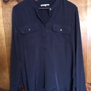 Long sleeve navy blouse